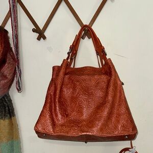 Isadora Italian Leather Bag in Papaya